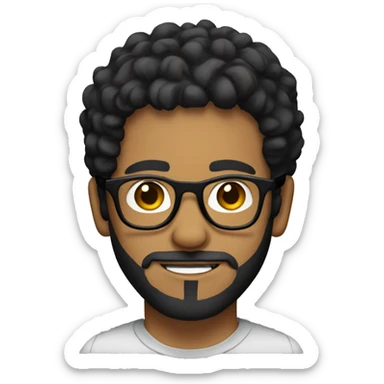 Guy with tan skin short curly black hair and a beard and glasses  sticker