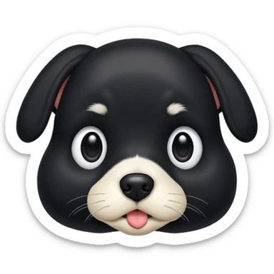 Black dog cur amazement white snout white chest sticker