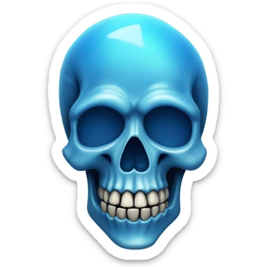 Blue transparent skull with blue flames sticker