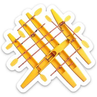 yellow eight-person Olympic rowing boat, top view sticker