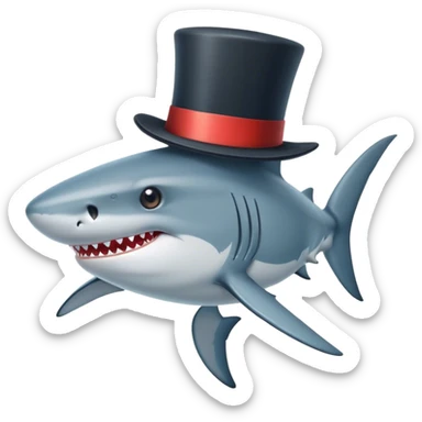 Shark with a top hat sticker