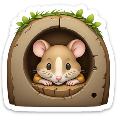 Jerry mouse sleeping in mouse hole sticker