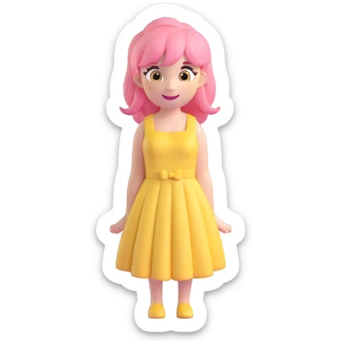A cute emoji of a humanized Fluttershy, with pastel pink hair, yellow dress, and a sweet, shy smile sticker