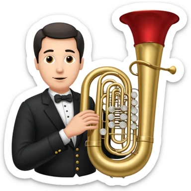 große Tuba, von gltzköpfigen Mann mit grauem Bart gespielt sticker
