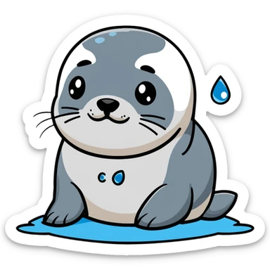 sad harbor seal with tear drop sticker