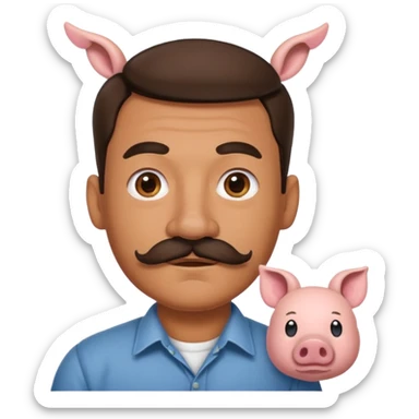 pig ears man with mustache sticker