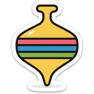 vector icon of a gold spinning top with multicolor details, elegant and minimalist flat design, award badge style, 2D flat vector, trending icon look, soft shadows, no text, isolated on white background, commercial use sticker