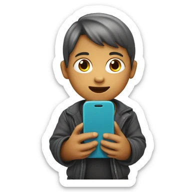 a small child with smartphone in its hands sticker