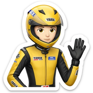 yamaha motorcycle racer with full face helmet sticker