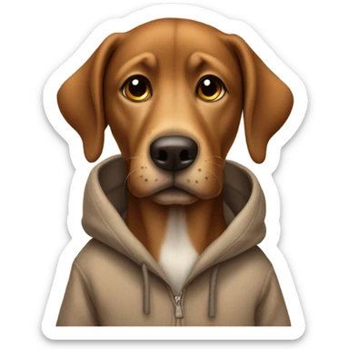 Brown dog wearing baggy clothes sticker