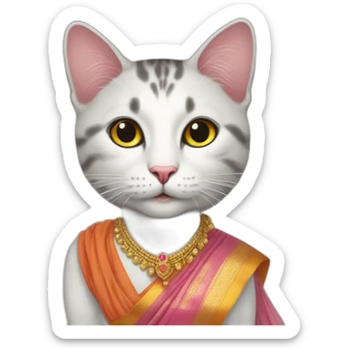cat in saree sticker