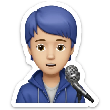 Justin Bieber, around 16, casual clothes, singing into mic sticker