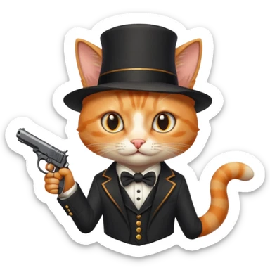 Magitian cat with pistol sticker