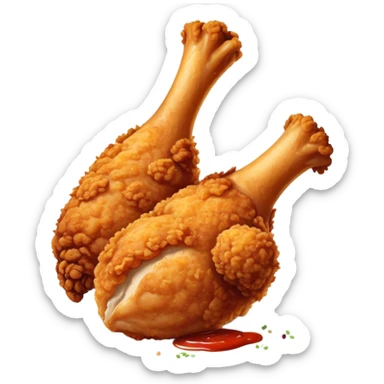 KFC style crispy fried chicken leg with golden brown breading and signature spices sticker