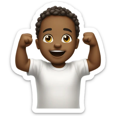 Excited toddler raising fists sticker