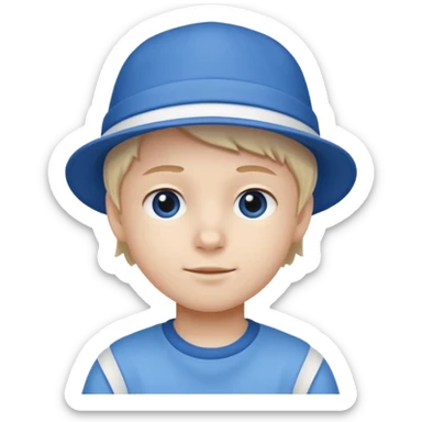 kid with blue and white hat sticker