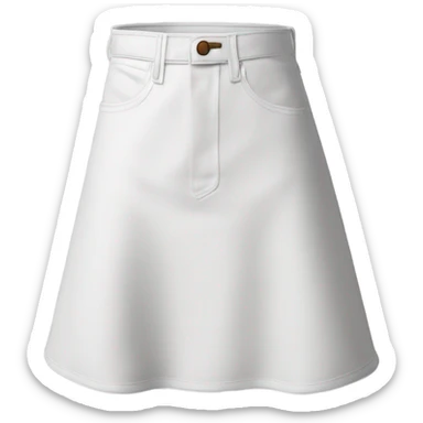 Realistic A-line high waisted white denim skirt, isolated sticker