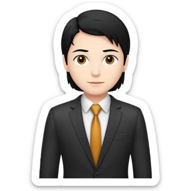 professional with white skin, straight hair black, brown eyes, sticker