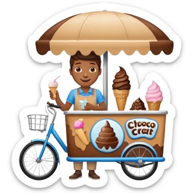 Vendor + choco cart,Ice Cream Vendor. sticker