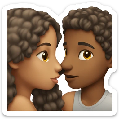 Mixed girl kissing mixed boy  sticker