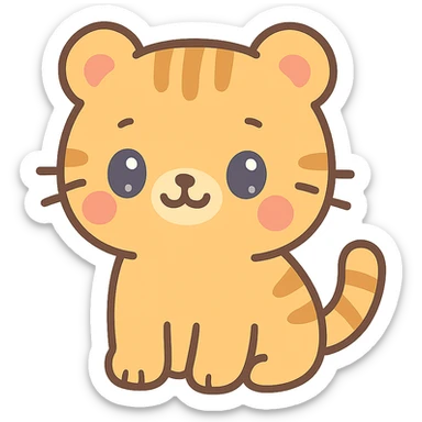 a playful tiger, simple and cute kawaii style sticker