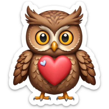 Owl holding hearts sticker