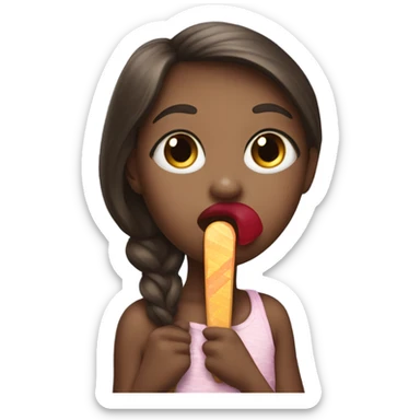 girl with popsicle in her mouth shaped like a nose  sticker
