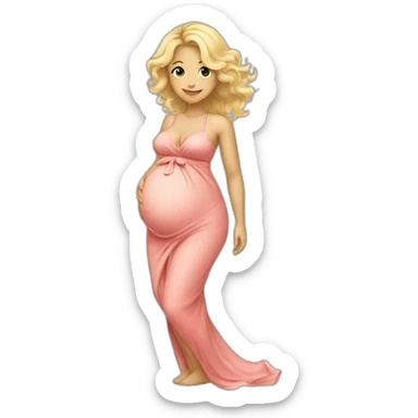 adorable pregnant blond full body women with beach-wave-hair sticker