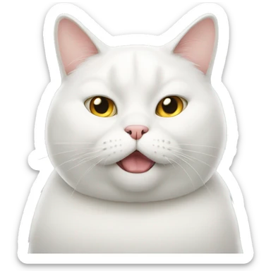 Fat white cat sticker