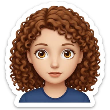 A white girl with light brown eyes and brown curly hair  sticker