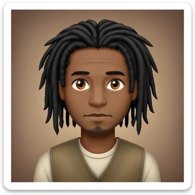 Medium man with short black dreads dark brown eyes sticker