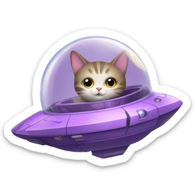 Cute purple hoverpetcat in a space ship in the moon  sticker