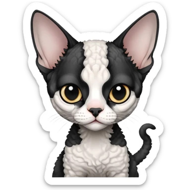 Black and white Devon Rex sticker