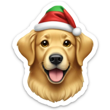 Golden retriever wearing christmas hat sticker