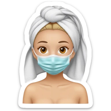 Girl with a towel and a mask sticker