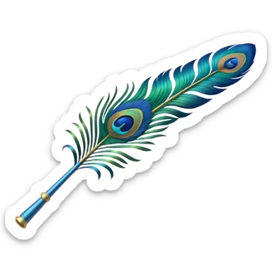 Small and single Peacock feather and flute like horizontal sticker