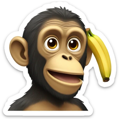 Macaco com banana na boca sticker