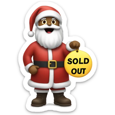 Santa holding sold out sign sticker