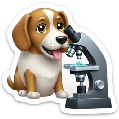 dog seeing microscope sticker