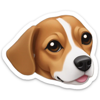 older beagle jack russell mix dog laying in pile of leaves sticker