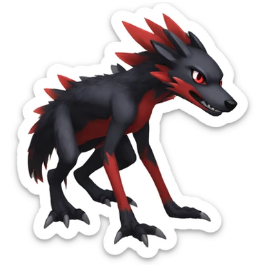 Anthro cool black red nargacuga sergal animal hybrid Fakemon full body sticker
