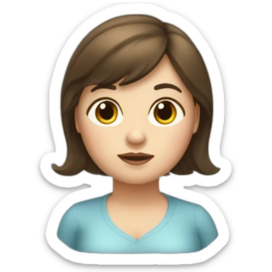 a little bit chubby woman with brunette hair and big eyes sticker