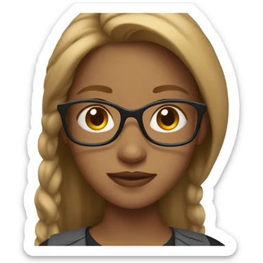 Girl with light brown hair and glasses sticker
