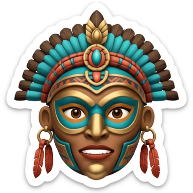 face full maya masked tradational mayan warrior sticker