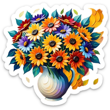 autumn bouquet in afremov painting style sticker