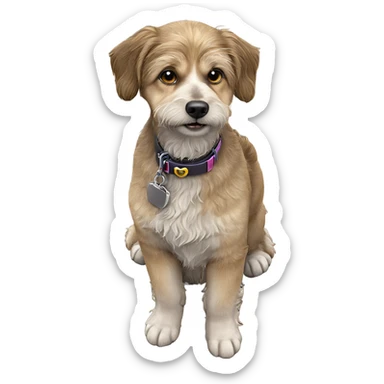 realistic dog with collar sticker