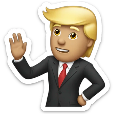Donald Trump in suit waving sticker