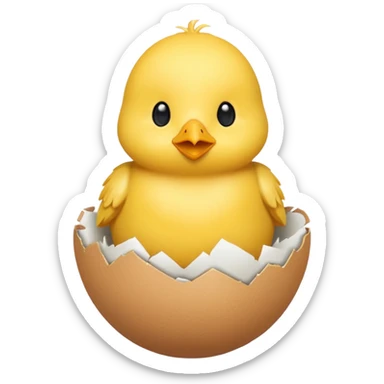 cartoon chick sitting inside a eggshell sticker