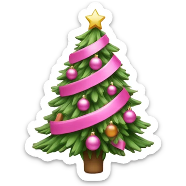 Pink Christmas tree with ornaments sticker