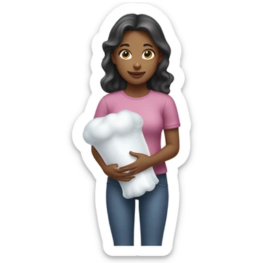 girl with white foam rubbe in hands sticker